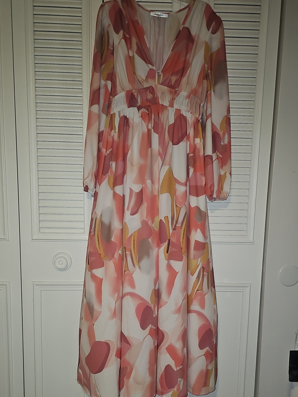 Flowing Pink & Cream Abstract Print Maxi Dress